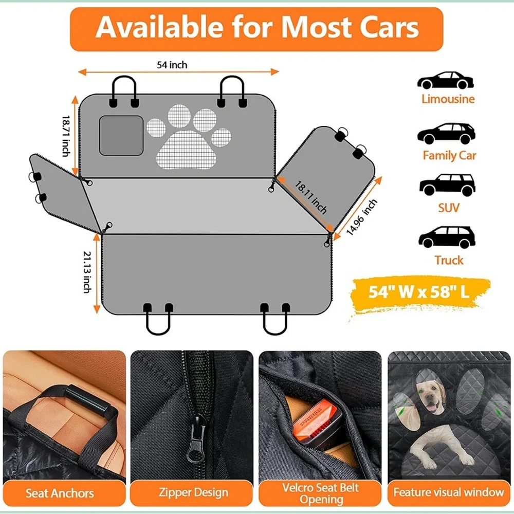 Dog Car Seat Cover with Removable Licking Mat Waterproof/Scratch proof protector